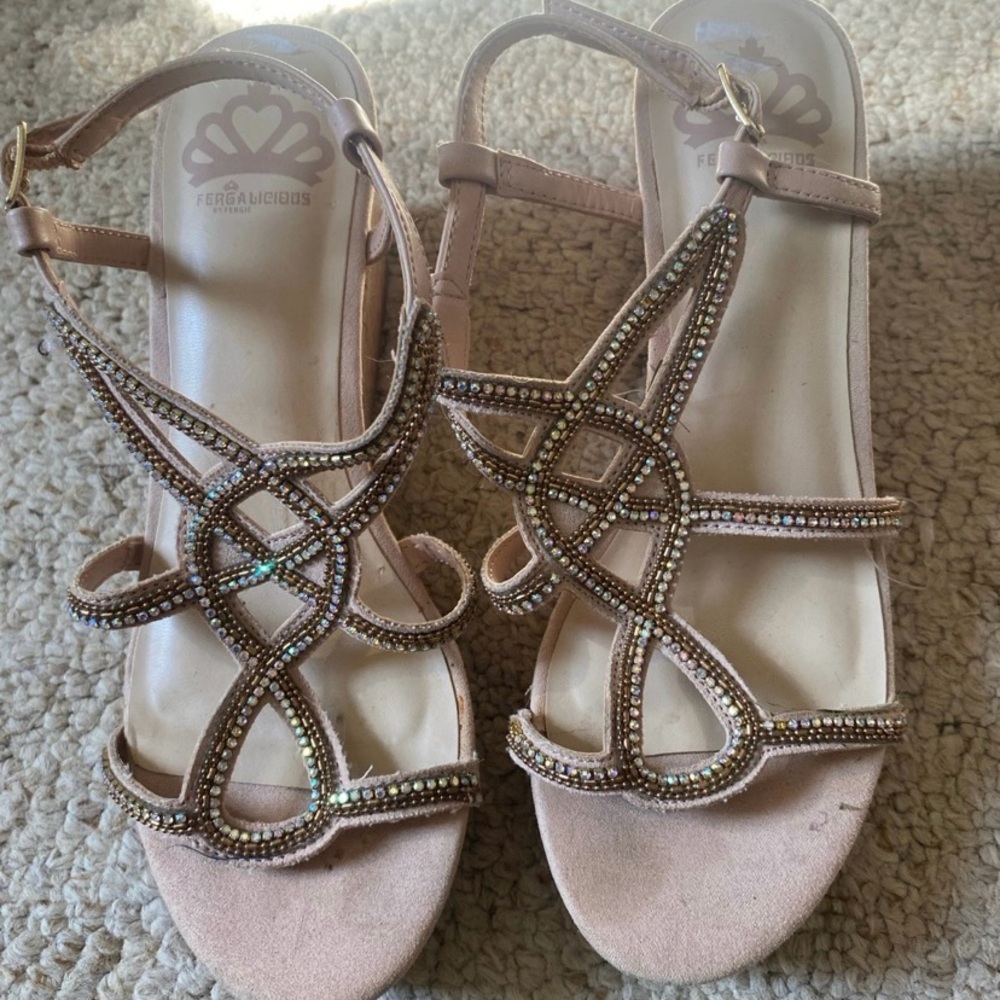 Fergalicious Tan Sandals with Braided Design